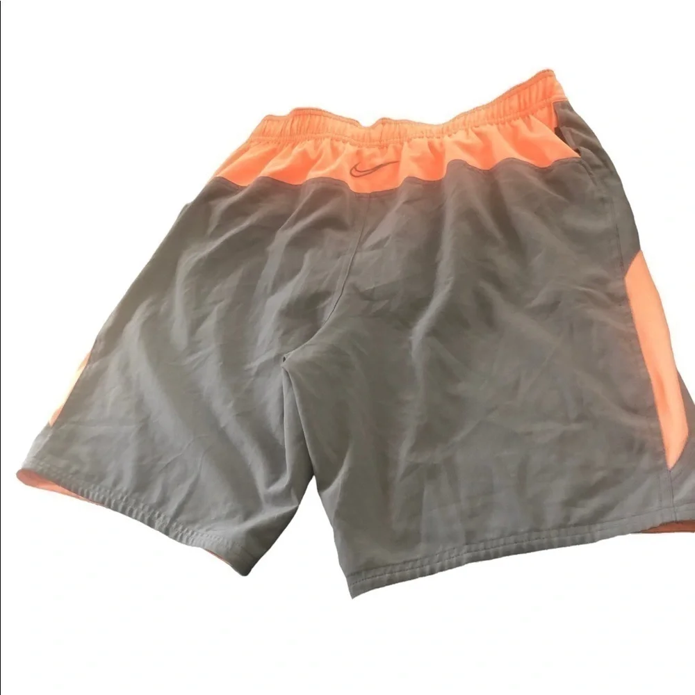 Nike Swim Trunks Sz. L With Inner Mesh Lining Drawstring Pocket Gray Orange